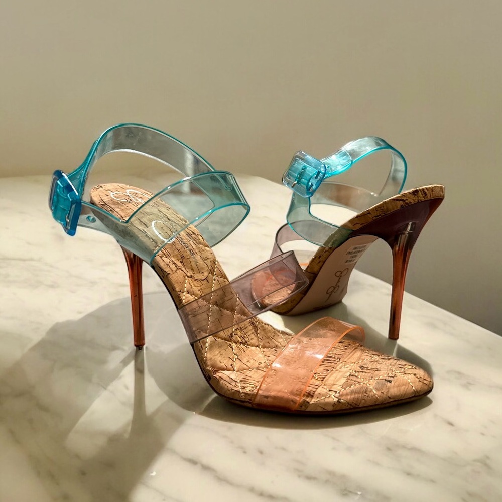 WOMEN'S WAVIE TRANSPARENT STRAPPY HEELED SANDALS WOMEN'S SHOES IN CLEAR